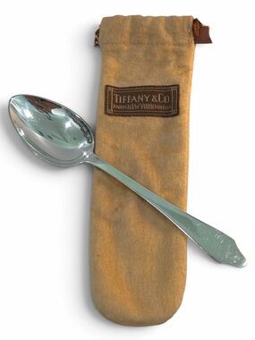 Authentic Vintage Tiffany & Co. Sterling Silver Moore Era Teaspoon 6" With Pouch